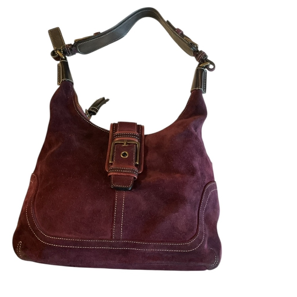 Coach Rare Vintage Hampton Suede Soho Bourdeoux Wine Purse Hobo Bag 7472 Y2K 05